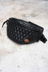 RUDE GALLERY BLACK REBEL OUTSIDERS LEATHER WAIST BAG 荔枝牛皮菱格腰包