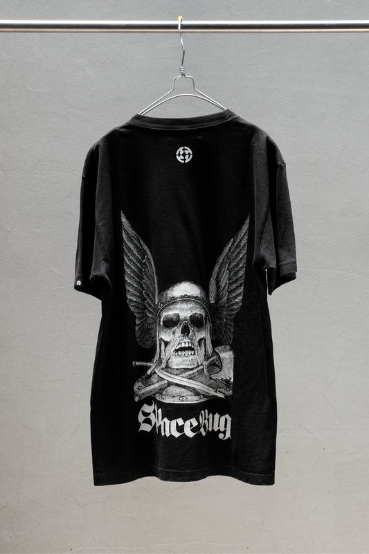 2000s SpaceBug M.W.O.B.H.M. Heavy Metal Viking Skull Tee 日本裏原宿品牌 復古飛翼骷髏戰斧十字劍印花短Tee