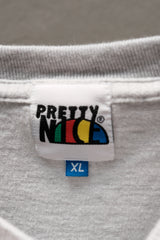 PRETTYNICE "PRESS START BUTTON" Cyber Gothic Tee 台灣街頭文化品牌 數碼流線型電鍍金屬字體灰色短袖Tee