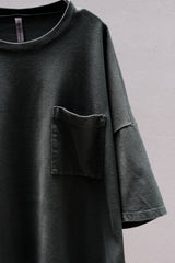 KAZUYUKI KUMAGAI ATTACHMENT T-SHIRT 日本設計師品牌 重磅寬鬆落肩口袋短Tee 墨綠色