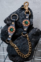 CALEE Leather Wallet Chain GREEN/RED 日系復古美式品牌 綠/紅寶石皮革腰鍊 全新