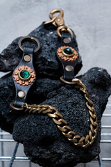 CALEE Leather Wallet Chain GREEN/RED 日系復古美式品牌 綠/紅寶石皮革腰鍊 全新