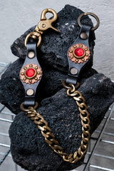 CALEE Leather Wallet Chain GREEN/RED 日系復古美式品牌 綠/紅寶石皮革腰鍊 全新