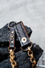 CALEE Studded Leather Wallet Chain BLUE 日系復古美式品牌 藍寶石鉚釘皮革腰鍊
