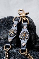 CALEE Star Studded Leather Wallet Chain BLACK 日系復古美式品牌 星星鉚釘皮革腰鍊 全新