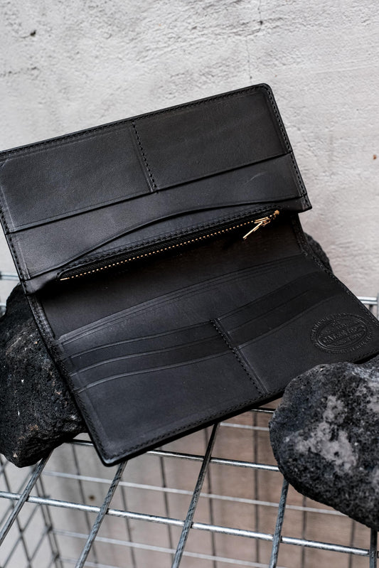 CALEE Studded Leather Long Wallet BLACK 日系復古美式品牌 菱格鉚釘長夾 全新