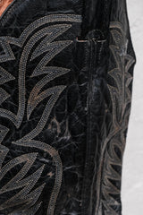 Nocona Black Leather Embroidered Snip Toe Western Boots 美國製黑色刺繡尖頭西部牛仔靴
