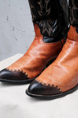 Tony Lama Two-Tone Snip Toe Western Cowboy Boots 黑棕雙色尖頭西部牛仔靴
