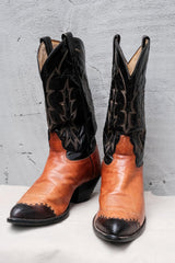 Tony Lama Two-Tone Snip Toe Western Cowboy Boots 黑棕雙色尖頭西部牛仔靴