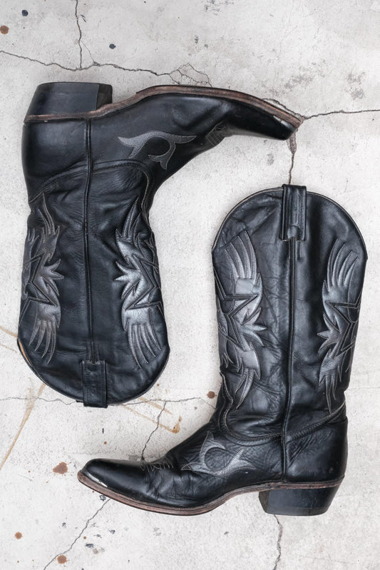Two-Tone Eagle Patchwork Western Boots雙色皮革拼接老鷹圖案西部靴