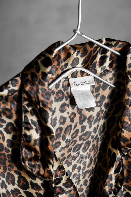 Satin Leopard Print Pajama Shirt 緞面豹紋印花睡衣襯衫