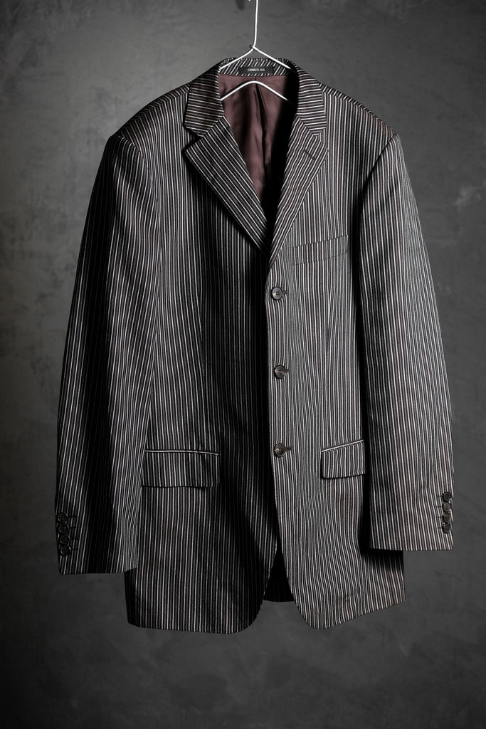 Cerruti 1881 コットン/リネン ストライプ スーツ ジャケット – 伴古著