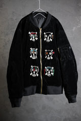 Supreme x Clayton Patterson 21S/S Skulls Embroidered Velvet MA-1 Jacket New York Artist Joint Ethnic Skull Embroidered Reversible Velvet Flight Jacket