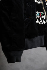 Supreme x Clayton Patterson 21S/S Skulls Embroidered Velvet MA-1 Jacket New York Artist Joint Ethnic Skull Embroidered Reversible Velvet Flight Jacket