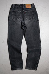 Levi's 90's Vintage 525 Black Denim Jeans Early American Washed Black Denim Straight Leg Pants