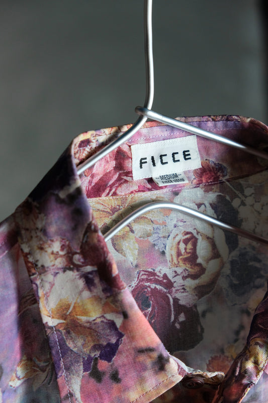 FICCE UOMO Digital Floral Print Shirt Vintage digital floral print transparent shirt made in Japan