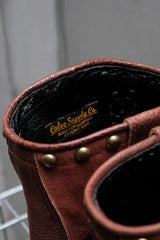 CALEE Studded Suede Leather Engineer Boots 酒紅色麂皮拼接牛皮鉚釘工程靴 Vibram底 日本製