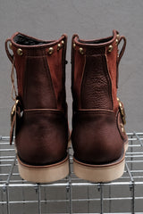 CALEE Studded Suede Leather Engineer Boots 酒紅色麂皮拼接牛皮鉚釘工程靴 Vibram底 日本製