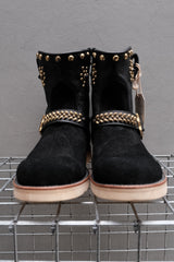 CALEE Studded Suede Leather Engineer Boots Black 黑色麂皮拼接牛皮鉚釘工程靴 Vibram底 日本製