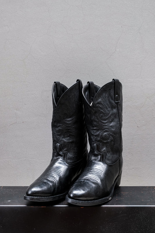 Shoe Dept Black Leather Western Boots 黑色皮革西部靴