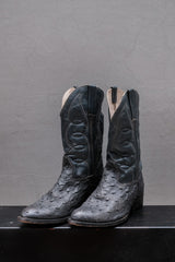 Vintage Gray Ostrich Leather Cowboy Boots 灰色鴕鳥皮尖頭牛仔靴