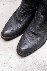 Vintage Gray Ostrich Leather Cowboy Boots 灰色鴕鳥皮尖頭牛仔靴