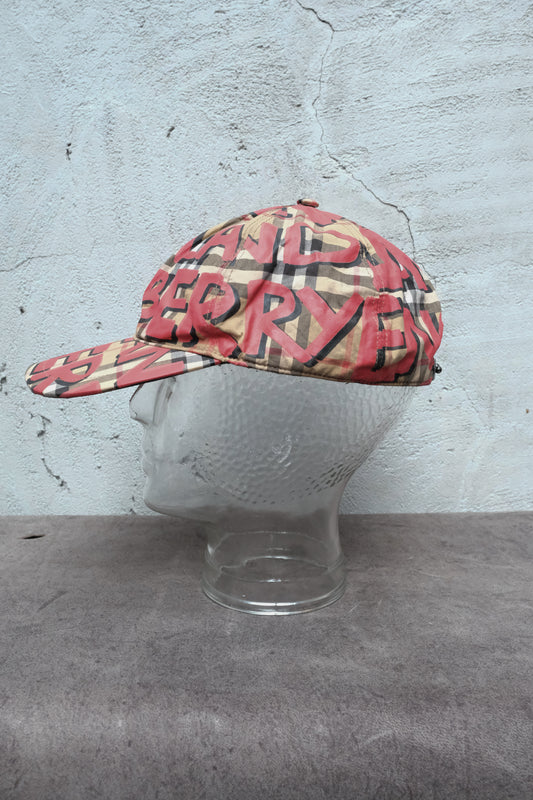 Burberry Vintage Check Graffiti Logo Print Baseball Cap 經典格紋塗鴉 Logo 棒球帽