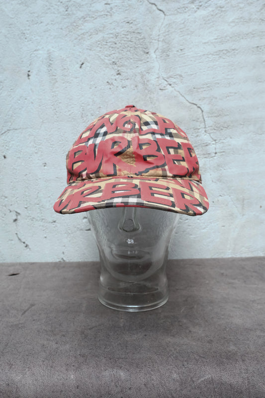 Burberry Vintage Check Graffiti Logo Print Baseball Cap 經典格紋塗鴉 Logo 棒球帽