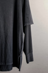 EYES&SINS LAYERED SLEEVE L/S TEE BLACK  吉豐重工 EYES&SINS 假兩件層次袖落肩長袖T 黑色