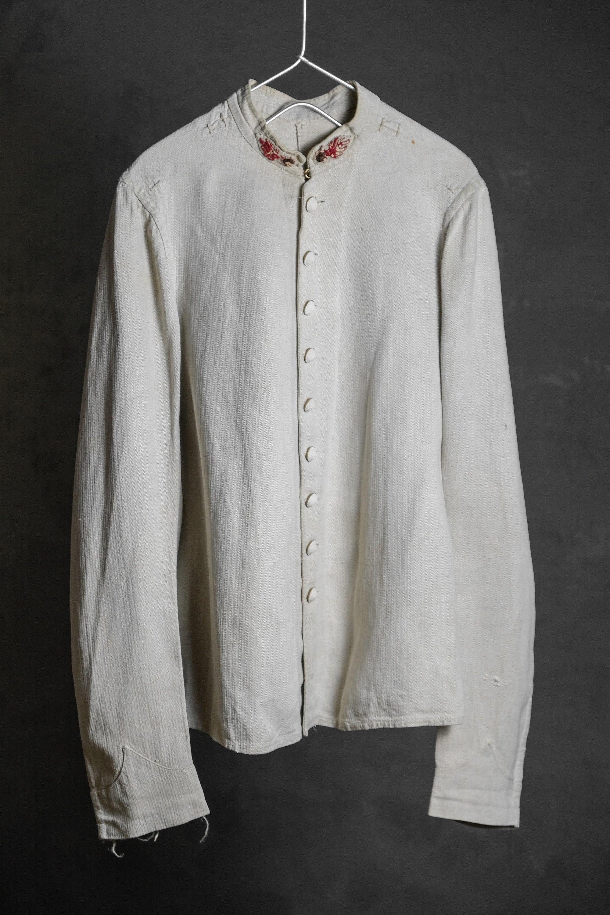 French 19th C. Antique White linen Fireman Jacket French 19th century