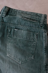 DIESEL Overdyed Green Straight Leg Jeans Faded Denim Pants 墨綠套染水洗直筒丹寧褲