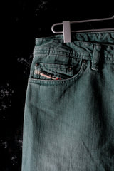 DIESEL Overdyed Green Straight Leg Jeans Faded Denim Pants 墨綠套染水洗直筒丹寧褲