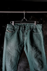 DIESEL Overdyed Green Straight Leg Jeans Faded Denim Pants 墨綠套染水洗直筒丹寧褲