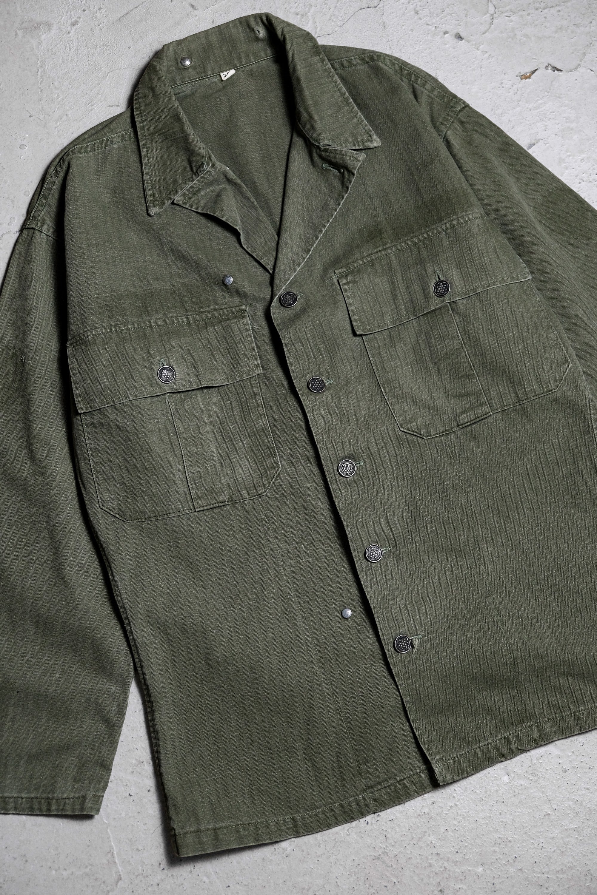 1940's WW2 US ARMY HBT Shirt World War II US Army 13-star buckle  herringbone pattern field shirt