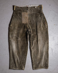 1930's Adolphe Lafont Vintage Corduroy Work Trousers French Workwear Antique Corduroy Suspender Work Trousers (merchandise at Anemone Studio)