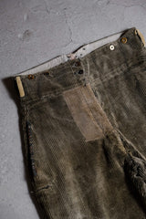 1930's Adolphe Lafont Vintage Corduroy Work Trousers French Workwear Antique Corduroy Suspender Work Trousers (merchandise at Anemone Studio)