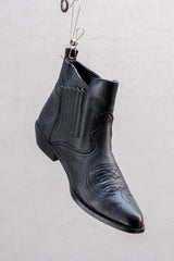 Western Stitched Leather Chelsea Ankle Boots 西部風車線鬆緊短靴 黑色