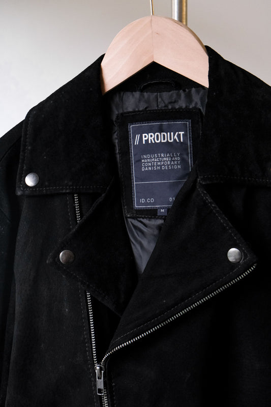Produkt Suede Leather Zip Biker Jacket