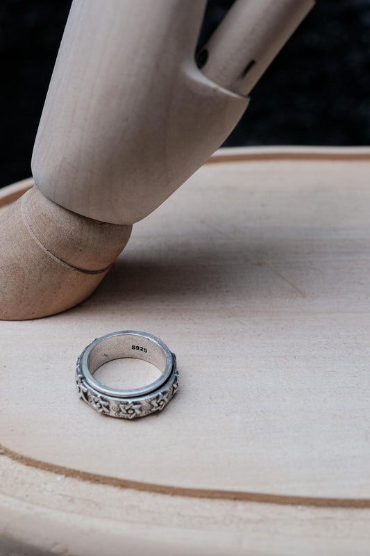 Hexagram Star Relief S925 Sterling Silver Spinner Ring六芒星浮雕 S925 純銀轉運戒指