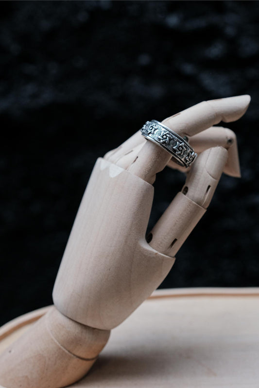 Hexagram Star Relief S925 Sterling Silver Spinner Ring六芒星浮雕 S925 純銀轉運戒指
