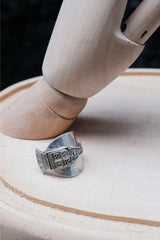 Mid-Century Style Bourgogne (Burgundy) Silver-plated Shield Spoon Ring 20世紀中葉風格 法國勃艮第 盾牌湯匙手工戒指