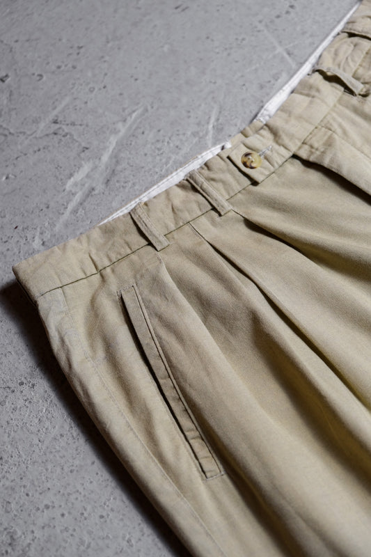 Europe Vintage 3 Tuck Casual Pants European Vintage Lightweight Cotton Blend Pleated Lounge Pants