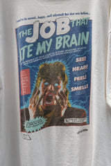 1990s Fun-O-Rama "The Job That Ate My Brain" B-Movie Parody single stitch Tee White