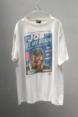 1990s Fun-O-Rama "The Job That Ate My Brain" B-Movie Parody single stitch Tee White