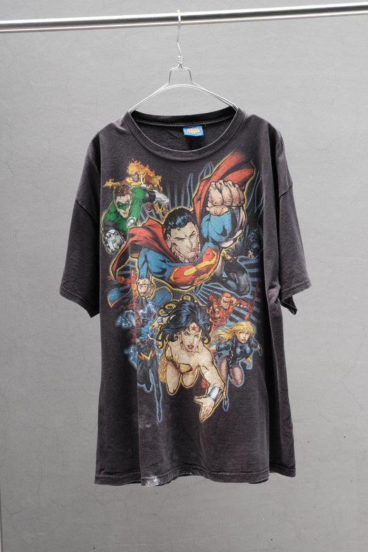 Justice League DC Comics Character Print Tee Faded Black