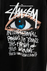 Stussy International Eye Back Print Tee Black Made in Mexico