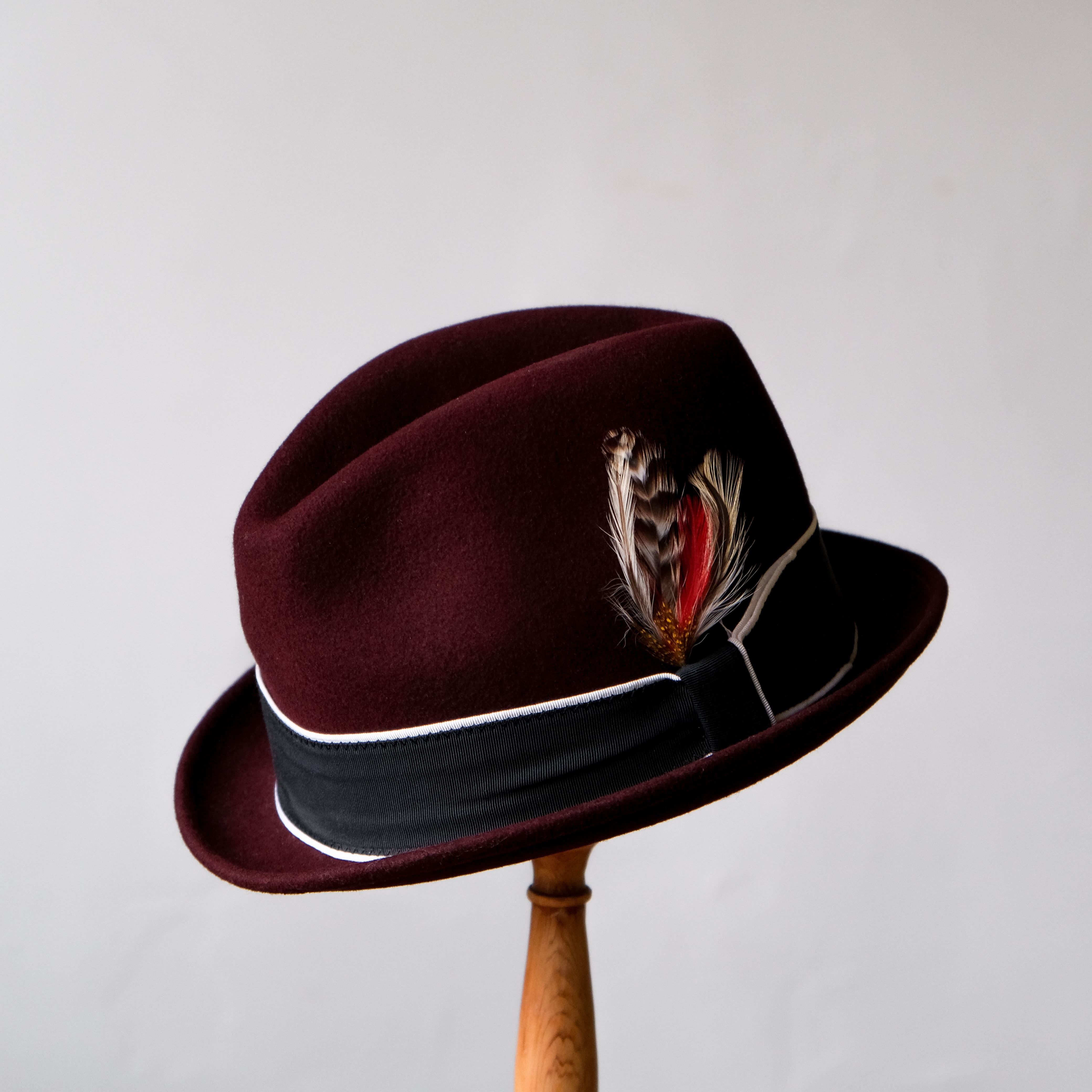New York Hat Wool Fedora Hat Made in USA - Burgundy 美國製帽品牌