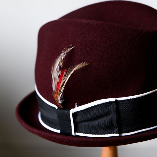New York Hat Wool Fedora Hat Made in USA - Burgundy 美國製帽品牌