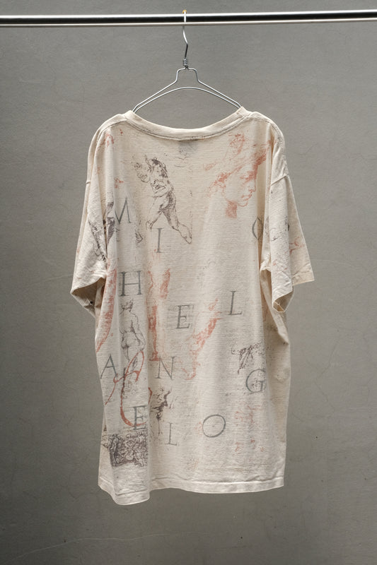 1990s Wildwood Productions Michelangelo All Over Print Art Tee Natural Made in USA