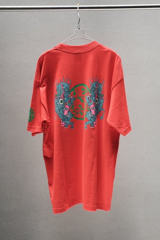 HEX ANTISTYLE Vintage Skate Monster Graphic T-Shirt (Orange / Red)